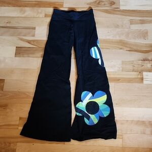 Black Flare Pants with Floral Patchwork